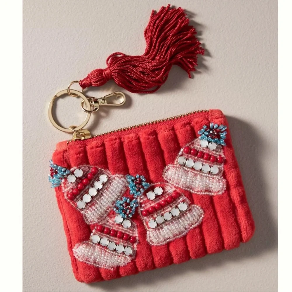 NWT Anthropologie Beaded Coin Zip/ Card Case - Picture 1 of 3